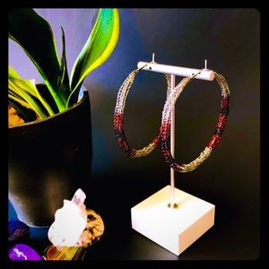 3” Handmade Color Blocked Wire Crocheted Hoops